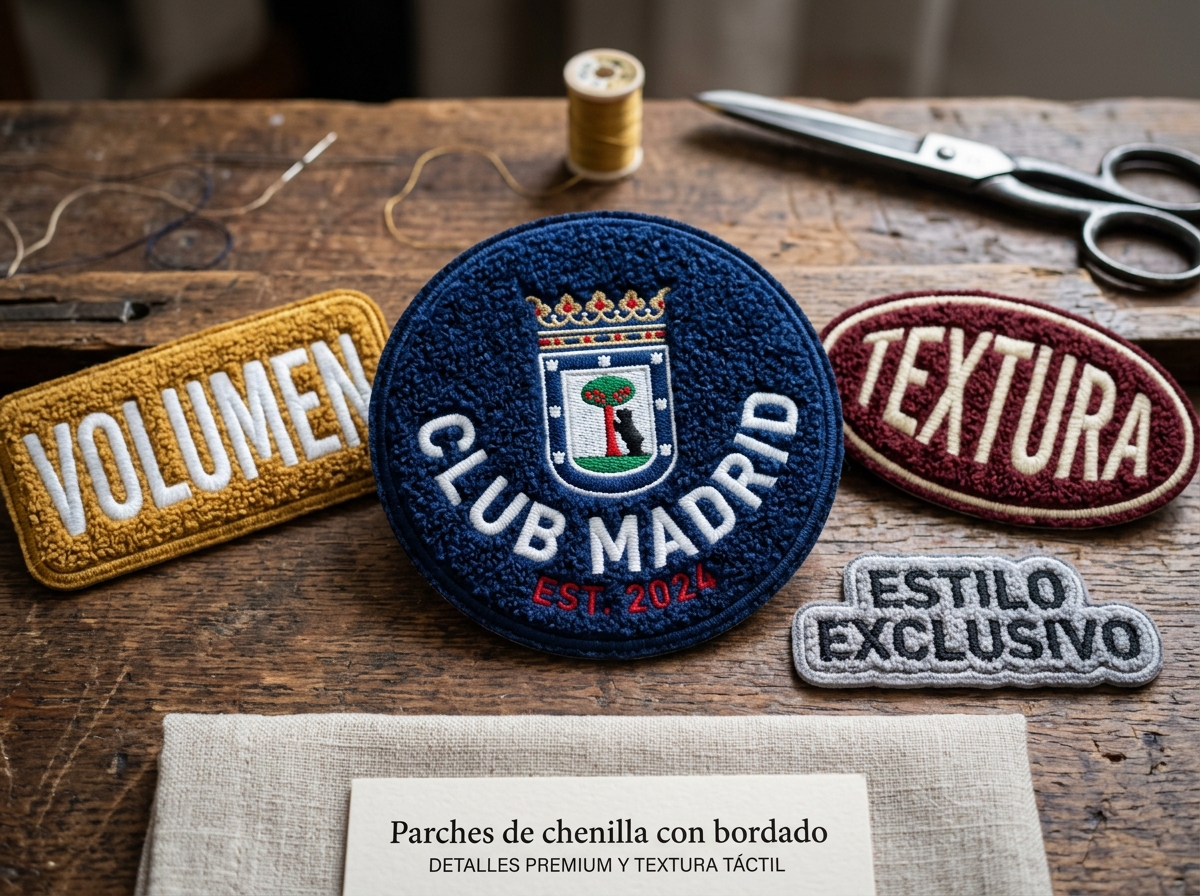 Parches chenilla con bordado personalizado